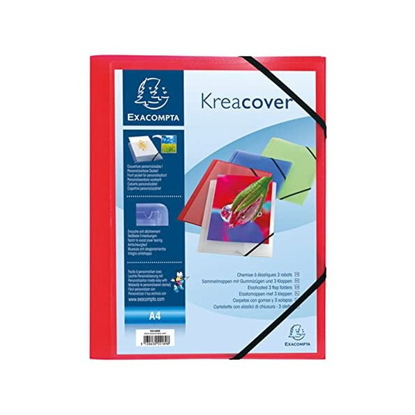 Chemise A Rabats Polypro Kreacover 24 X 32 Cm - Rouge - Exacompta pas cher