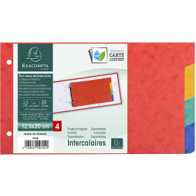 Intercalaires 12,5 X 20 Cm - 4 Positions - Carte Lustrée 225G - Exacompta pas cher