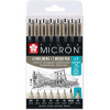 Etui De 6 Feutres Pigma Micron Noir + 1 Feutre Brush Sakura pas cher-16435