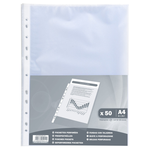 50 Pochettes Perforées Grainées A4 -Exacompta | à seulement 1,99 €