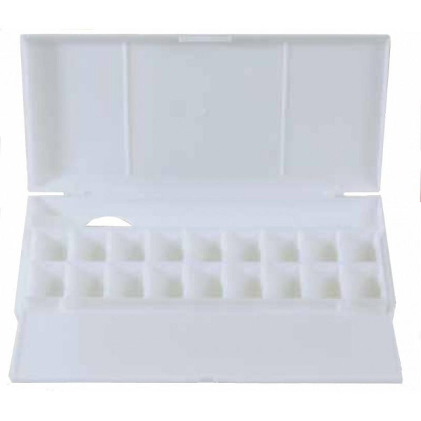 Palette en plastique - Rectangulaire - 2 plateaux - 18 espaces pour godets - Aquarelle