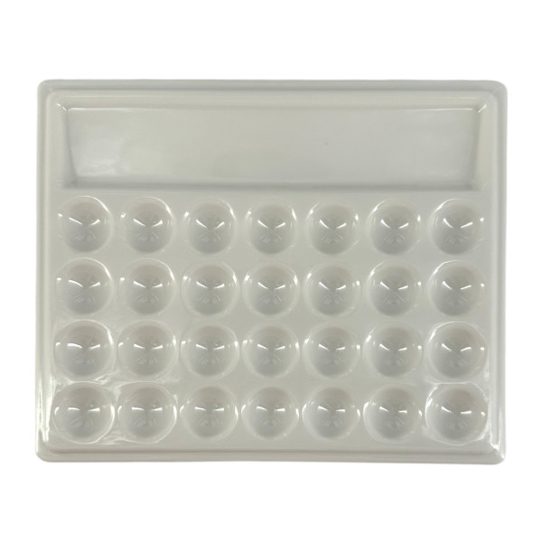 photo-Palette en plastique - Imitation porcelaine - 29 compartiments - 19x15,5cm - Aquarelle