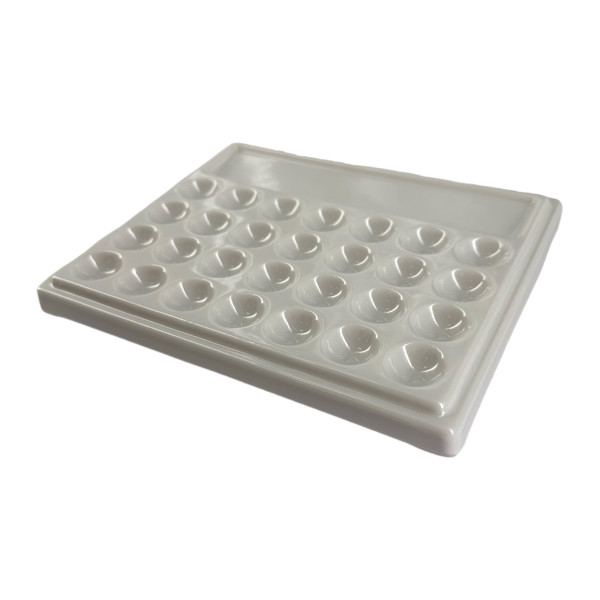 Palette en plastique - Imitation porcelaine - 29 compartiments - 19x15,5cm - Aquarelle