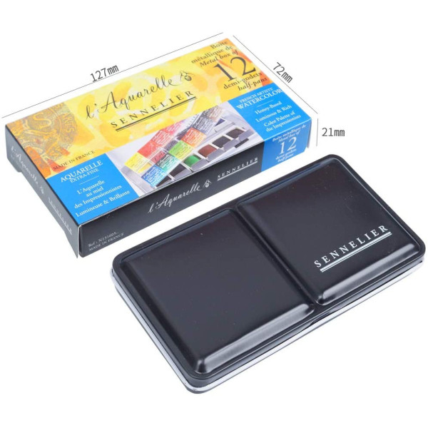 Boîte En Métal De 12 1/2 Godets - Peinture Aquarelle Extra-Fine - Sennelier | Surdiscount