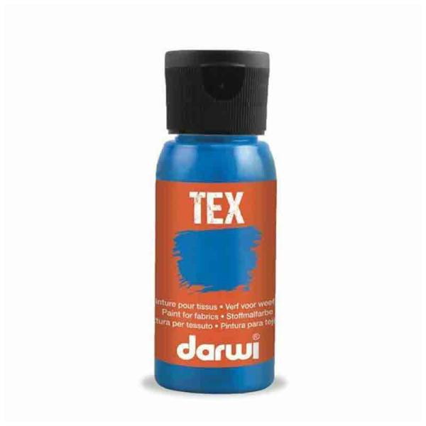 photo-Peinture pour tissus - Bleu antique - Opaque - Peinture à l'eau - Tex - Darwi - 50ml