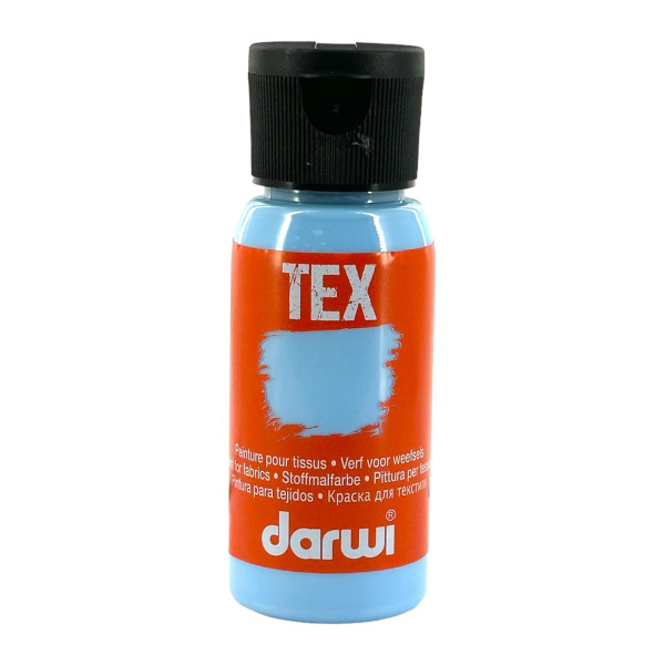 photo-Peinture pour tissus - Bleu ciel - Opaque - Peinture à l'eau - Tex - Darwi - 50ml