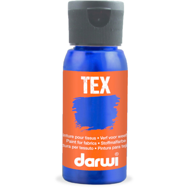 photo-Peinture pour tissus - Bleu foncé - Opaque - Peinture à l'eau - Tex - Darwi - 50ml