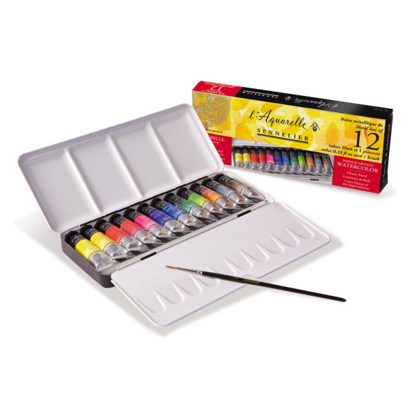 Boîte En Métal De 12 Tubes De 10 Ml - Aquarelle Extra-Fine - Sennelier pas cher