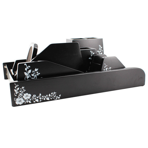 Ensemble De Bureau -6 Pièces - Noir Laque pas cher