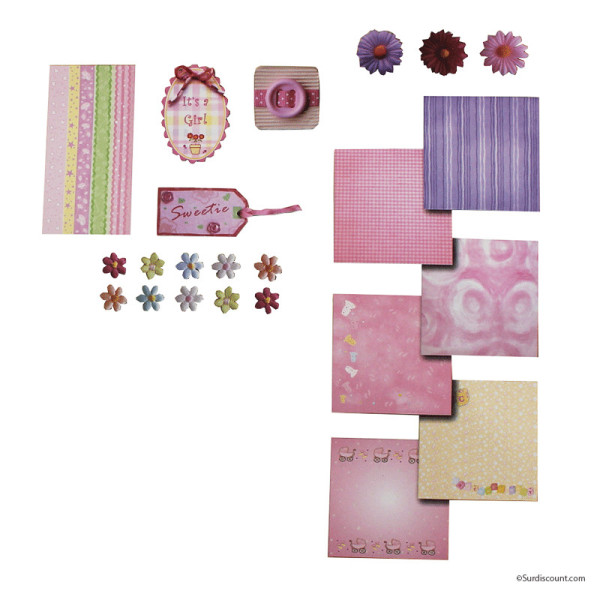 Kit Scrapbooking Naissance Fille - Erica pas cher