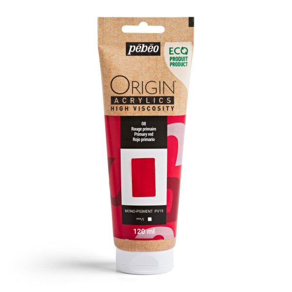 photo-Peinture acrylique - Rouge primaire - 8 - Haute viscosité - Pébéo - Origin acrylics - 120ml