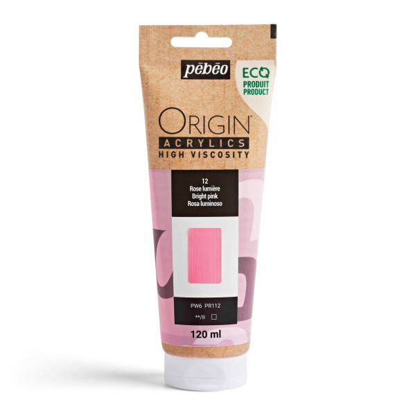 photo-Peinture acrylique - Rose lumière - 12 - Haute viscosité - Pébéo - Origin acrylics - 120ml