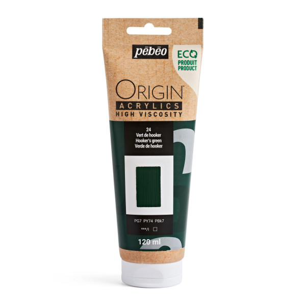 photo-Peinture acrylique - Vert de Hooker - 24 - Haute viscosité - Pébéo - Origin acrylics - 120ml
