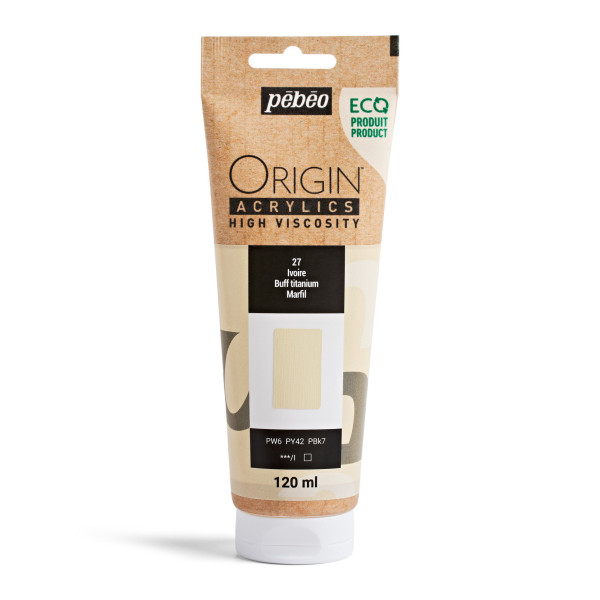 photo-Peinture acrylique - Ivoire - 27 - Haute viscosité - Pébéo - Origin acrylics - 120ml