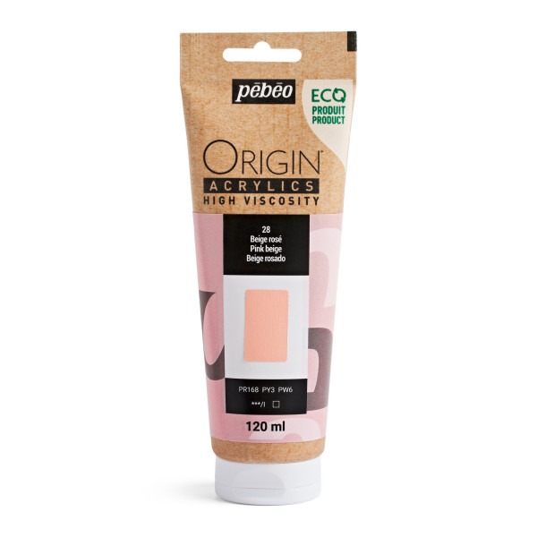 photo-Peinture acrylique - Beige rosé - 28 - Haute viscosité - Pébéo - Origin acrylics - 120ml