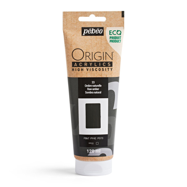 photo-Peinture acrylique - Ombre naturelle - 33 - Haute viscosité - Pébéo - Origin acrylics - 120ml