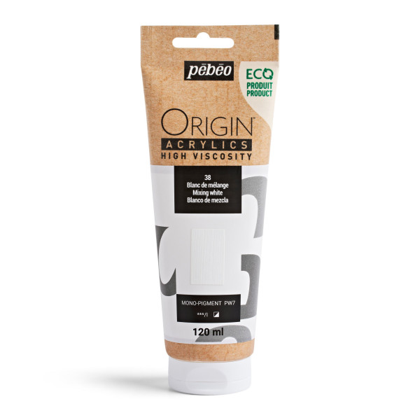 photo-Peinture acrylique - Blanc mélange - 38 - Haute viscosité - Pébéo - Origin acrylics - 120ml