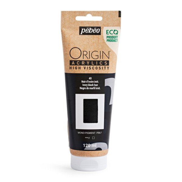 photo-Peinture acrylique - Noir Ivoire - 40 - Haute viscosité - Pébéo - Origin acrylics - 120ml