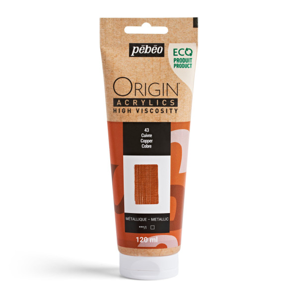 photo-Peinture acrylique - Cuivre - 43 - Haute viscosité - Pébéo - Origin acrylics - 120ml