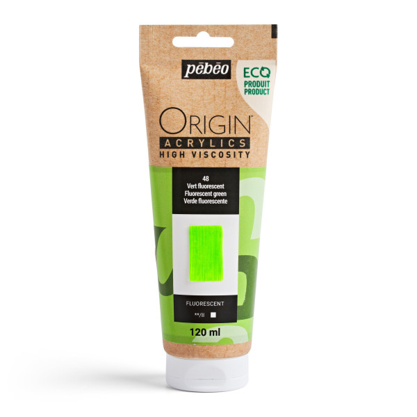 photo-Peinture acrylique - Vert fluo - 48 - Haute viscosité - Pébéo - Origin acrylics - 120ml