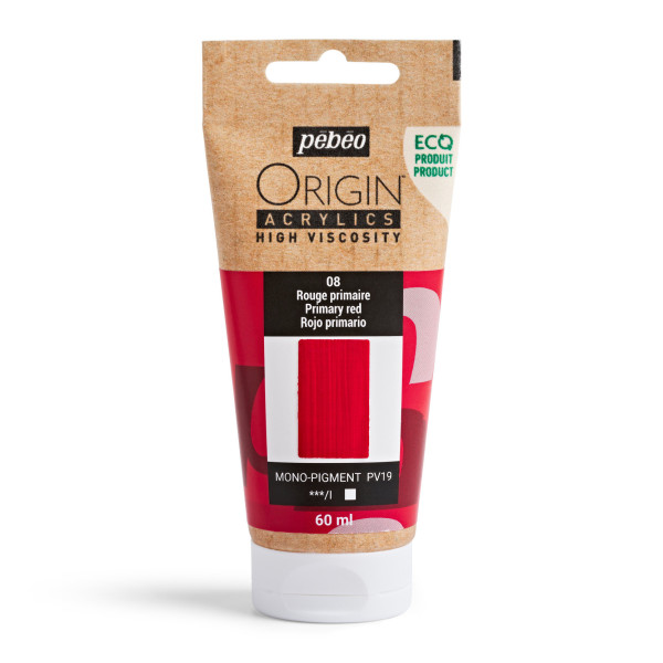 photo-Peinture acrylique - Rouge primaire - 8 - Haute viscosité - Pébéo - Origin acrylics - 60ml