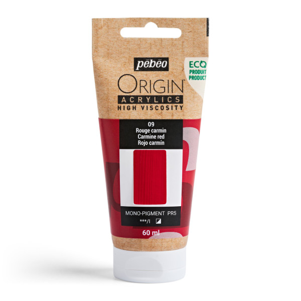 photo-Peinture acrylique - Rouge carmin - 9 - Haute viscosité - Pébéo - Origin acrylics - 60ml