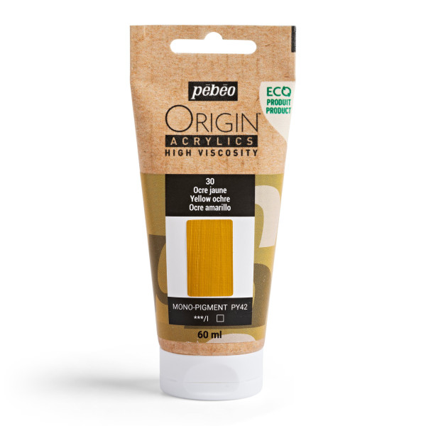 photo-Peinture acrylique - Ocre jaune - 30 - Haute viscosité - Pébéo - Origin acrylics - 60ml