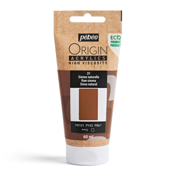 photo-Peinture acrylique - Sienne naturelle - 31 - Haute viscosité - Pébéo - Origin acrylics - 60ml