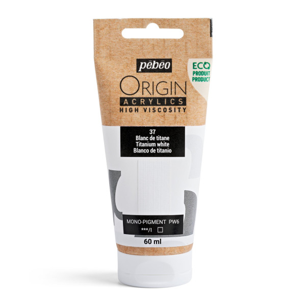 photo-Peinture acrylique - Blanc de titane - 37 - Haute viscosité - Pébéo - Origin acrylics - 60ml