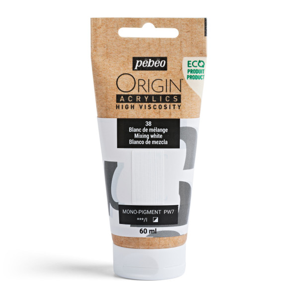 photo-Peinture acrylique - Blanc mélange - 38 - Haute viscosité - Pébéo - Origin acrylics - 60ml