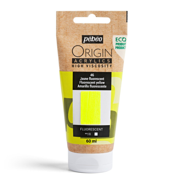 photo-Peinture acrylique - Jaune fluo - 46 - Haute viscosité - Pébéo - Origin acrylics - 60ml