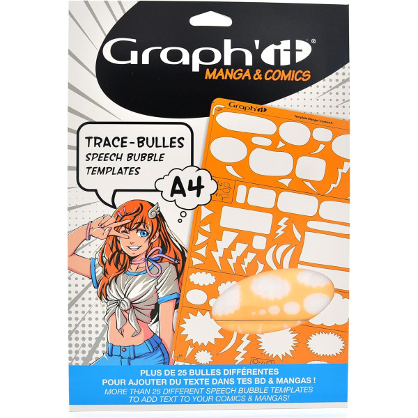 photo-Gabarit trace-bulles - A4 - 25 formes - BD - Manga - Comics - Modèle A - GRAPH'IT