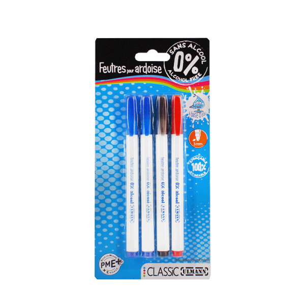 Lot De 4 Feutres Effaçables 3 Mm 0% Alcool - Ulmann pas cher