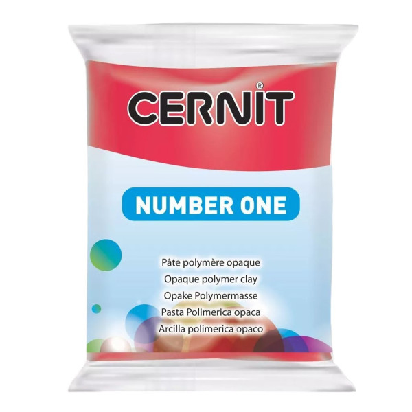 photo - Pâte polymère - Opaque - A cuire - Pâte à modeler - Rouge - Bloc de 56g - Cernit - Number one