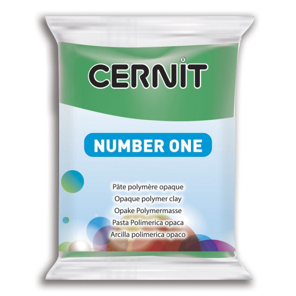photo - Pâte polymère - Opaque - A cuire - Pâte à modeler - Vert - Bloc de 56g - Cernit - Number one