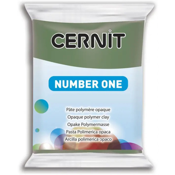 photo - Pâte polymère - Opaque - A cuire - Pâte à modeler - Olive - Bloc de 56g - Cernit - Number one