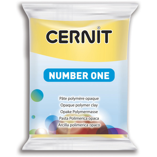 photo - Pâte polymère - Opaque - A cuire - Pâte à modeler - Jaune - Bloc de 56g - Cernit - Number one