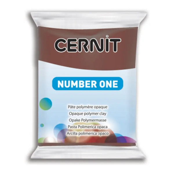 photo-Pâte polymère - Opaque - A cuire - Pâte à modeler - Brun - Bloc de 56g - Cernit - Number one