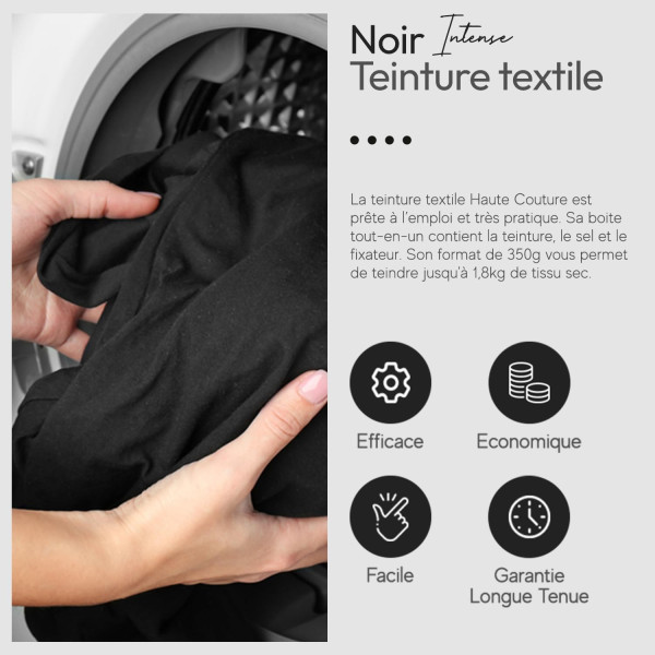 Teinture textile - Tout-en-un - Vêtements - Tissus - Noir - 350g - Haute couture