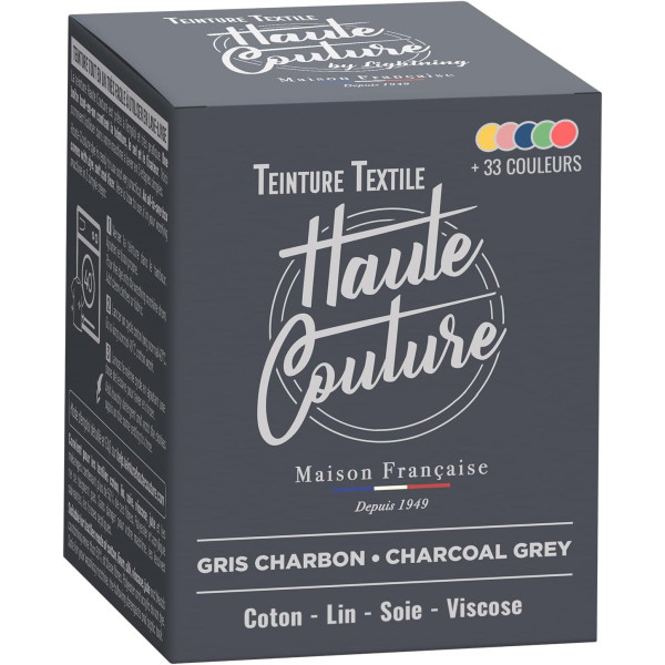 photo-Teinture textile - Tout-en-un - Vêtements - Tissus - Gris charbon - 350g - Haute couture