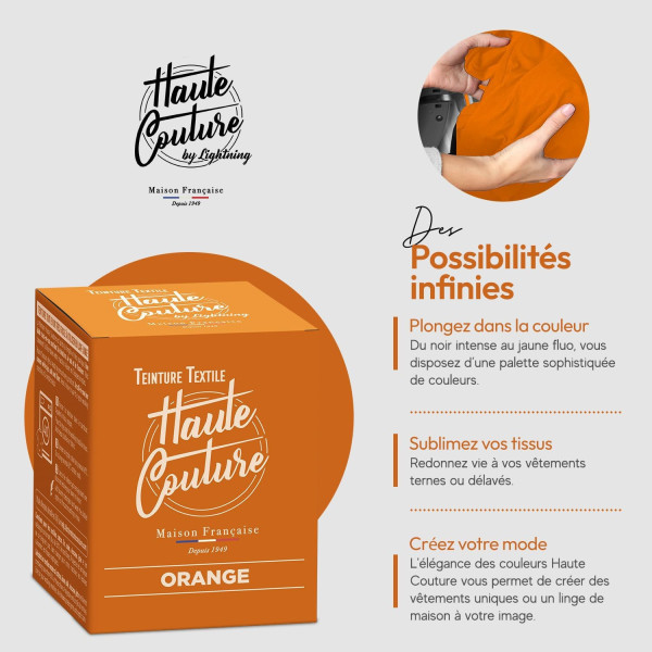 Teinture textile - Tout-en-un - Vêtements - Tissus - Orange - 350g - Haute couture