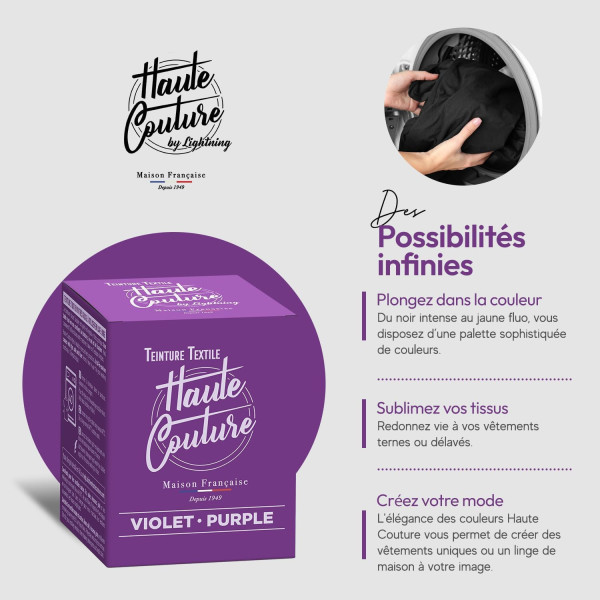 Teinture textile - Tout-en-un - Vêtements - Tissus - Violet - 350g - Haute couture