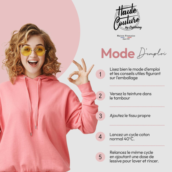 Teinture textile - Tout-en-un - Vêtements - Tissus - Rose pastel - 350g - Haute couture