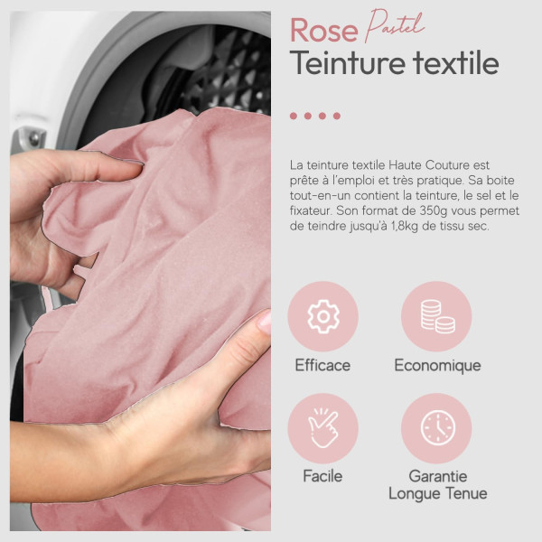 Teinture textile - Tout-en-un - Vêtements - Tissus - Rose pastel - 350g - Haute couture