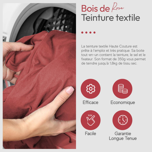 Teinture textile - Tout-en-un - Vêtements - Tissus - Bois de rose - 350g - Haute couture