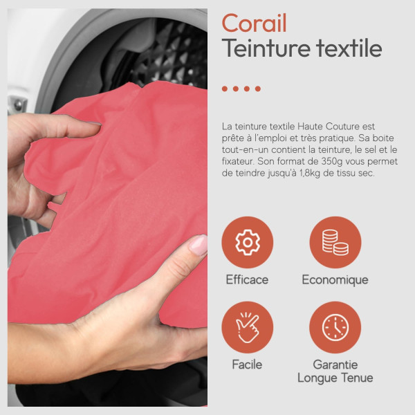 Teinture textile - Tout-en-un - Vêtements - Tissus - Corail - 350g - Haute couture
