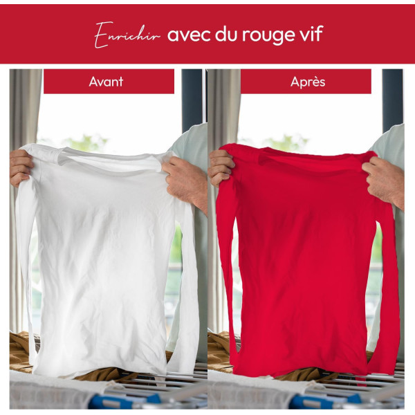 Teinture textile - Tout-en-un - Vêtements - Tissus - Rouge vif - 350g - Haute couture