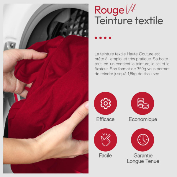 Teinture textile - Tout-en-un - Vêtements - Tissus - Rouge vif - 350g - Haute couture