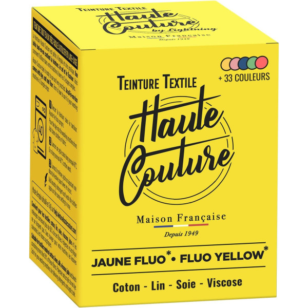 photo-Teinture textile - Tout-en-un - Vêtements - Tissus - Jaune fluo - 350g - Haute couture