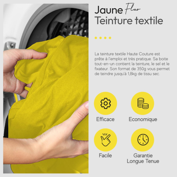 Teinture textile - Tout-en-un - Vêtements - Tissus - Jaune fluo - 350g - Haute couture